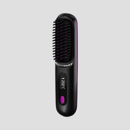 Cordless Heated Hair Straightening Brush - Black