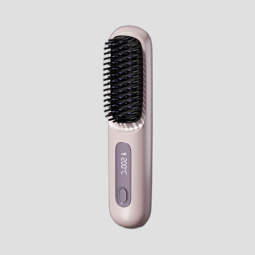 Cordless Heated Hair Straightening Brush - Purple
