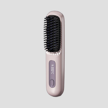 Cordless Heated Hair Straightening Brush - Purple