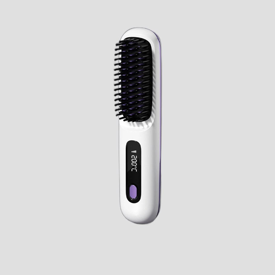 Cordless Heated Hair Straightening Brush - White
