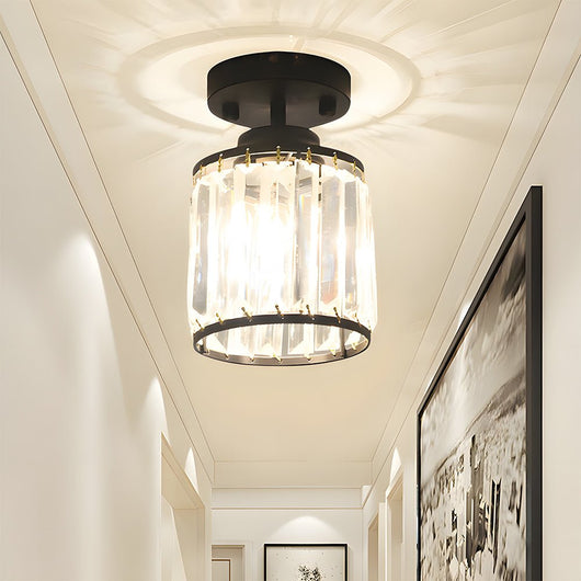 Crystal Flush Mount Ceiling Light - Black / D13cm x H23cm