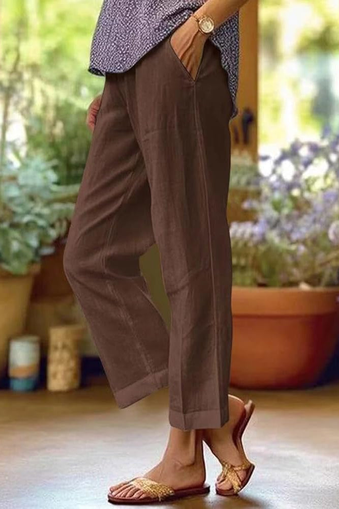 Diane Cuffed-Hem Straight-Leg Trousers
