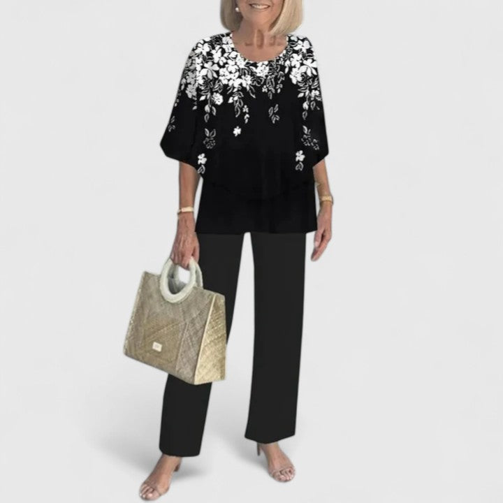 Diane Layered-Top Wide-Leg Two-Piece Set