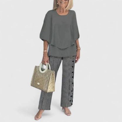 Diane Layered-Top Wide-Leg Two-Piece Set