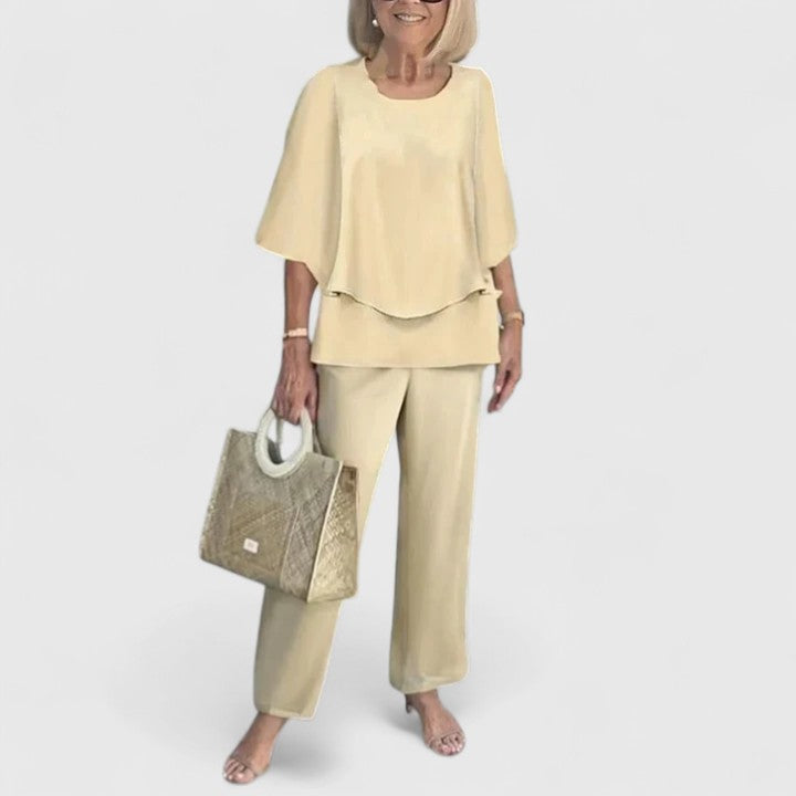 Diane Layered-Top Wide-Leg Two-Piece Set