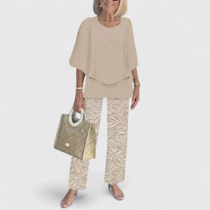 Diane Layered-Top Wide-Leg Two-Piece Set