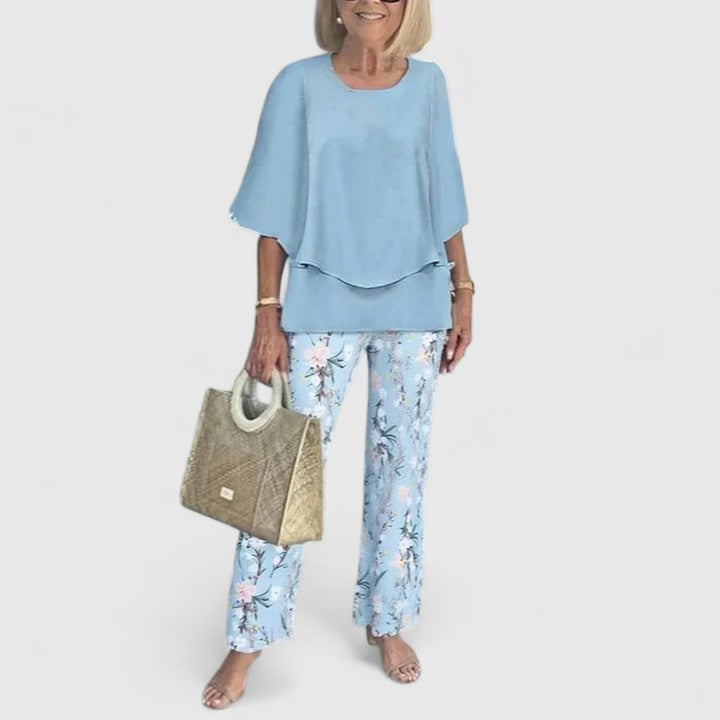 Diane Layered-Top Wide-Leg Two-Piece Set