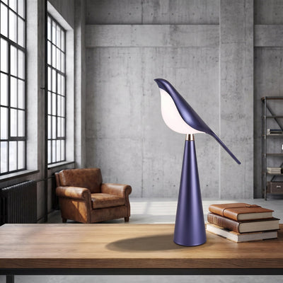 Dimmable Bird Table Lamp with Rotatable Head - Blue