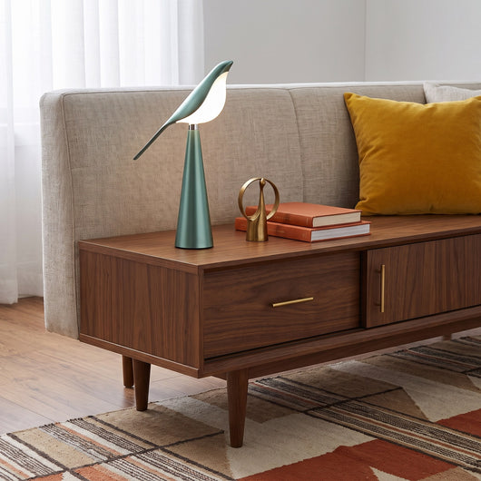 Dimmable Bird Table Lamp with Rotatable Head - Green