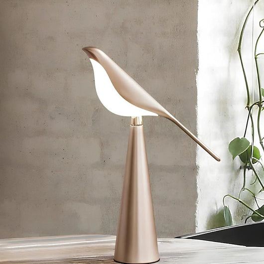 Dimmable Bird Table Lamp with Rotatable Head - Rose Gold