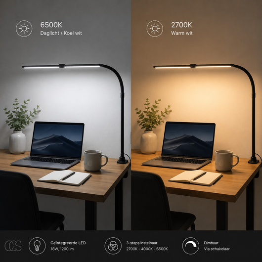 Dimmable Gooseneck Clamp Desk Lamp