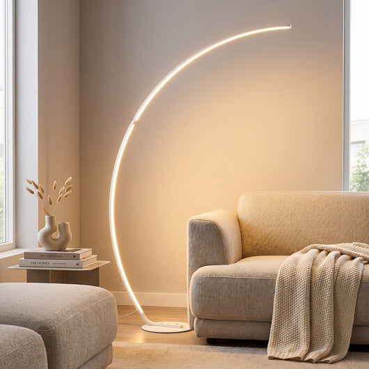 Dimmable LED Arc Floor Lamp - White