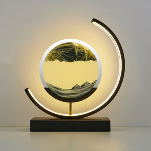 Dimmable LED Sand Art Table Lamp - Black Moon-Black