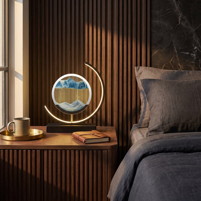 Dimmable LED Sand Art Table Lamp - Black Moon-Blue