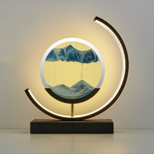 Dimmable LED Sand Art Table Lamp - Black Moon-Blue