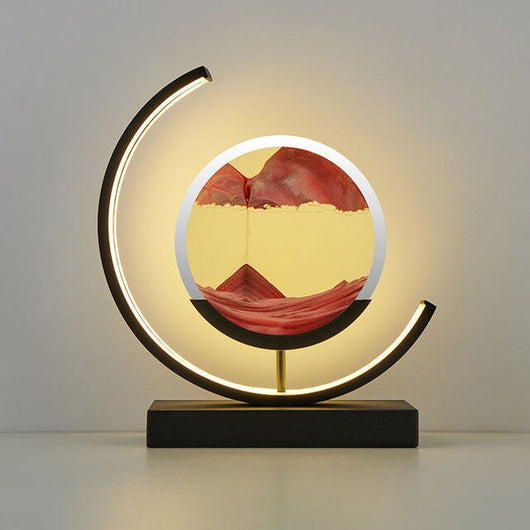 Dimmable LED Sand Art Table Lamp - Black Moon-Red