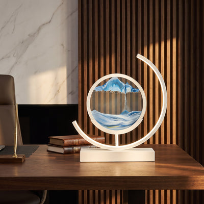 Dimmable LED Sand Art Table Lamp - White Moon-Blue