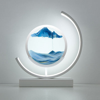 Dimmable LED Sand Art Table Lamp - White Moon-Blue