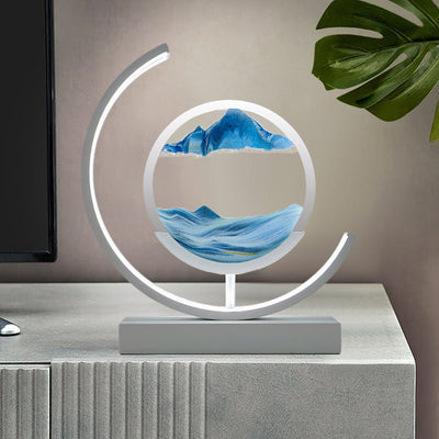 Dimmable LED Sand Art Table Lamp - White Moon-Blue