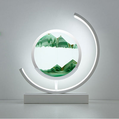 Dimmable LED Sand Art Table Lamp - White Moon-Green