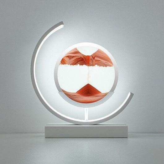 Dimmable LED Sand Art Table Lamp - White Moon-Red