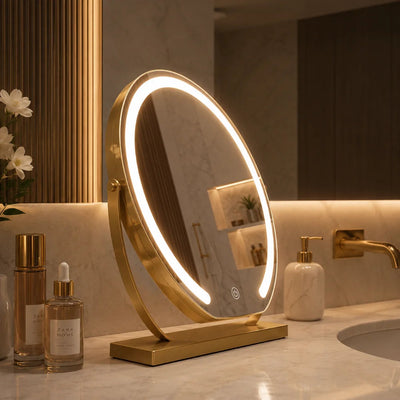 Dimmable LED Vanity Mirror with 3 Lighting Modes - Gold