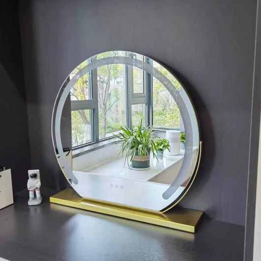 Dimmable LED Vanity Mirror with 3 Lighting Modes - Gold