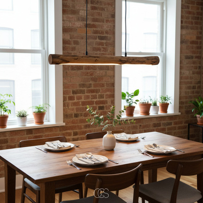Dimmable Rustic Wood Log Pendant Light
