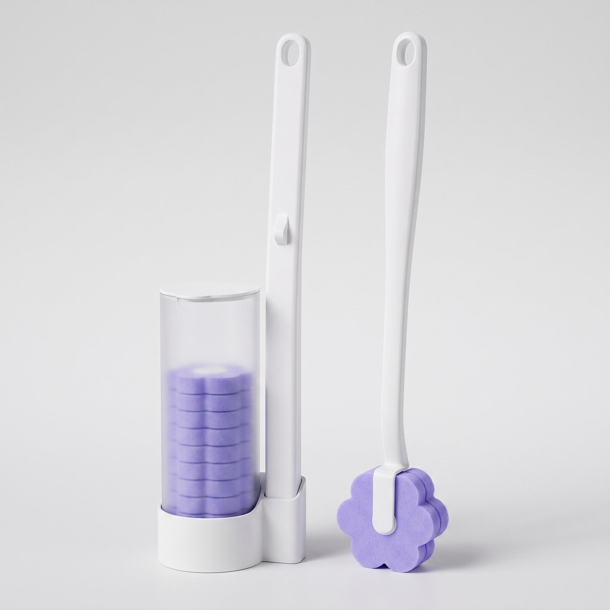 Disposable Sponge Head Toilet Brush with Storage Caddy - Lavender