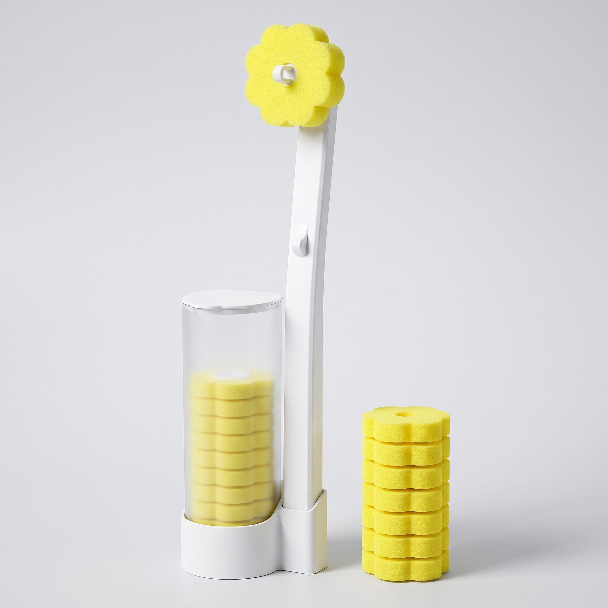 Disposable Sponge Head Toilet Brush with Storage Caddy - Yellow