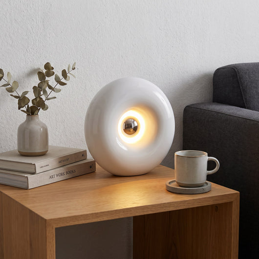 Donut Shape Dimmable LED Table Lamp - White