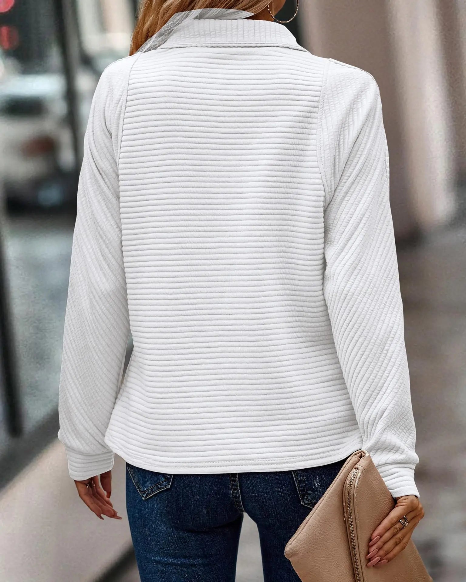 Elise Quarter-Zip Ribbed Pullover