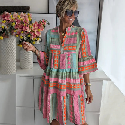 Élodie Geometric-Print Tiered Mini Dress