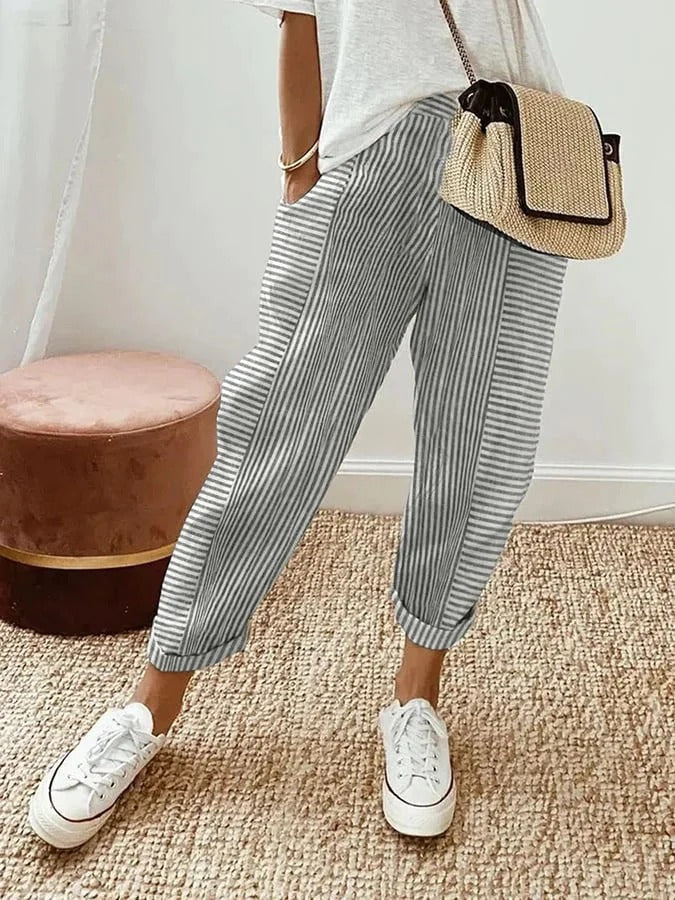 Emeline Pinstripe Tapered Trousers