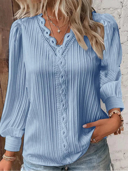 Fabienne Lace-Trim V-Neck Blouse