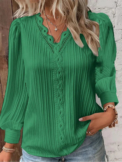 Fabienne Lace-Trim V-Neck Blouse