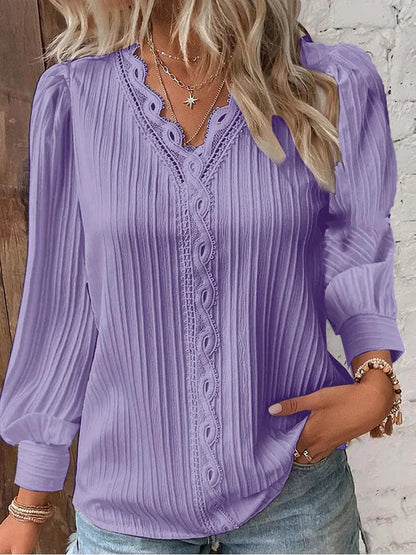 Fabienne Lace-Trim V-Neck Blouse