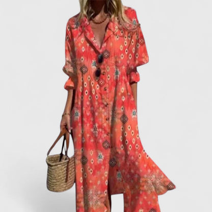 Fleur Botanical-Print Button-Front Midi Dress