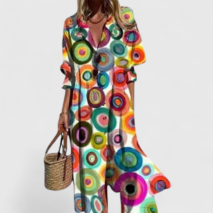 Fleur Botanical-Print Button-Front Midi Dress