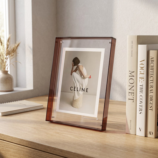 Floating Magnetic Acrylic Photo Frame - Brown