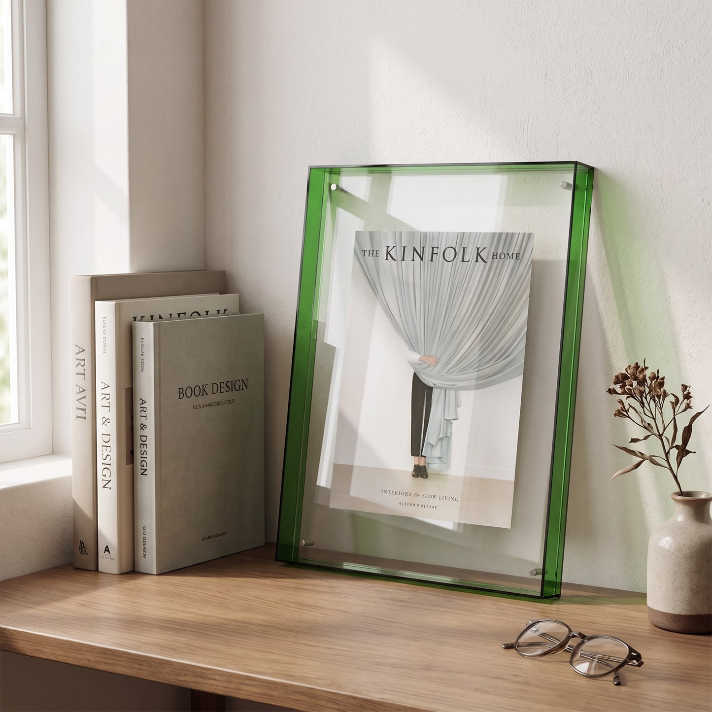 Floating Magnetic Acrylic Photo Frame - Green