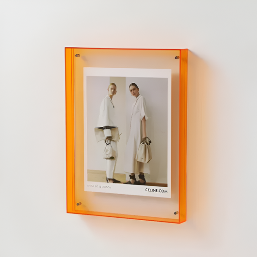 Floating Magnetic Acrylic Photo Frame - Orange