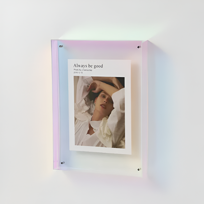 Floating Magnetic Acrylic Photo Frame - Rainbow