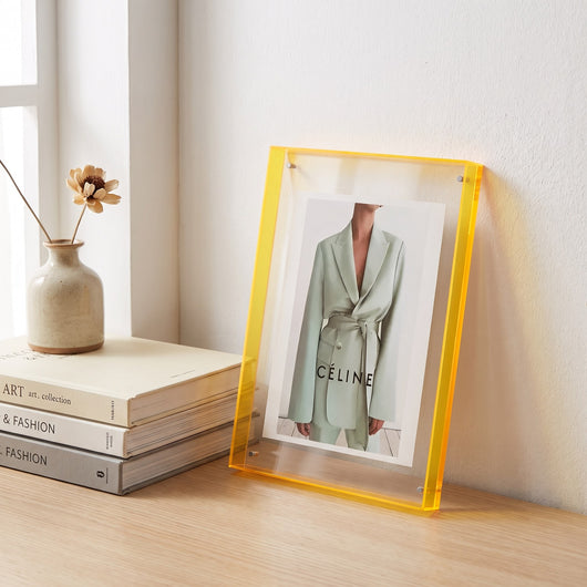 Floating Magnetic Acrylic Photo Frame - Yellow
