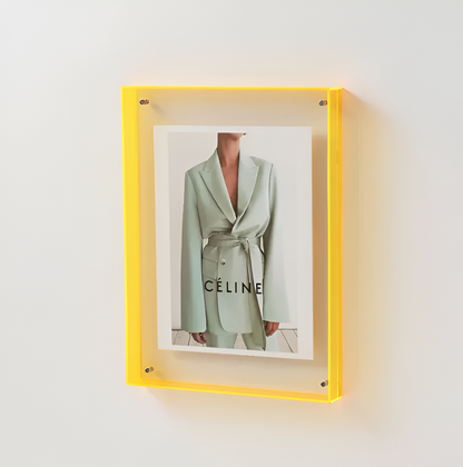 Floating Magnetic Acrylic Photo Frame - Yellow
