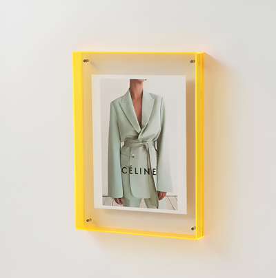 Floating Magnetic Acrylic Photo Frame - Yellow