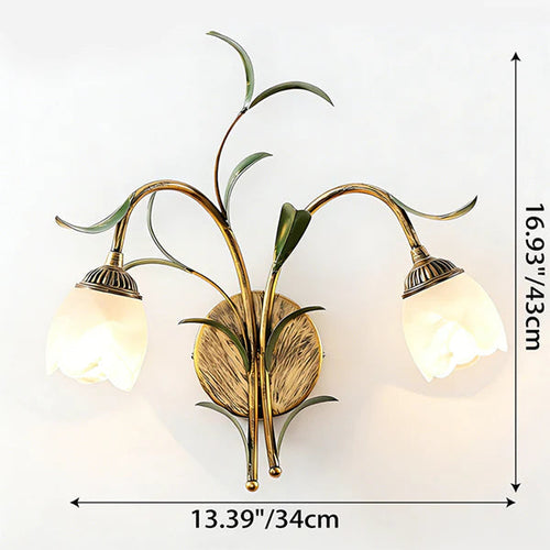 Floral Brass-Finish Wall Sconce