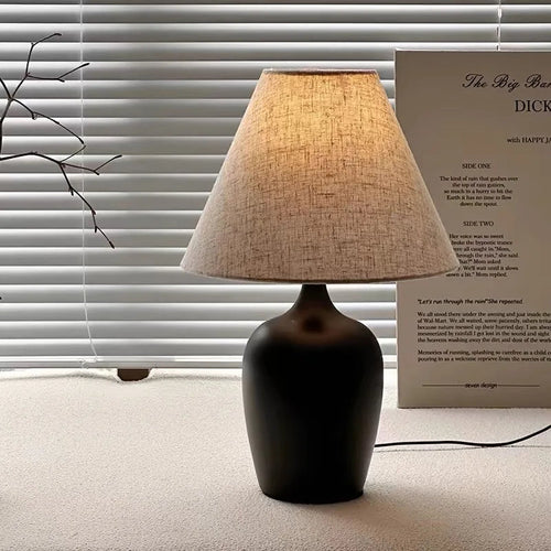 Floral Fabric Shade Bedside Table Lamp