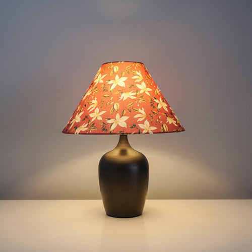 Floral Fabric Shade Bedside Table Lamp