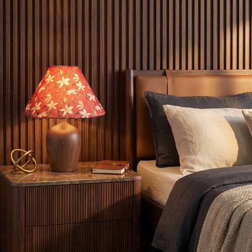 Floral Fabric Shade Bedside Table Lamp